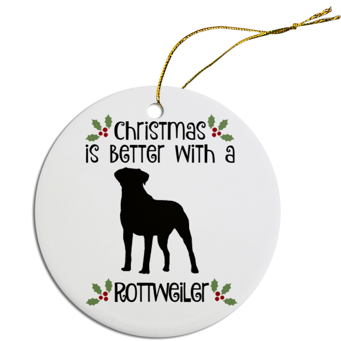 Breed Specific Round Christmas Ornament Rottweiler